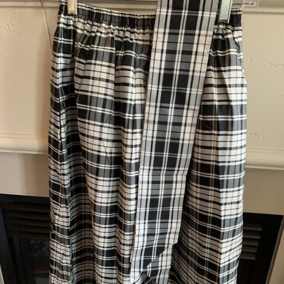 Vintage Mr. Hank 100% Acetate Black & White Check Skirt w/ belt, Approx 8 - Picture 1 of 14